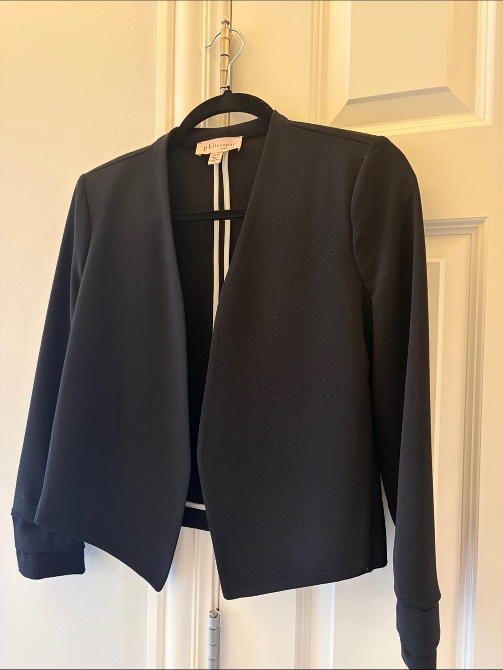 Philosophy Black Open-Front Cropped Blazer